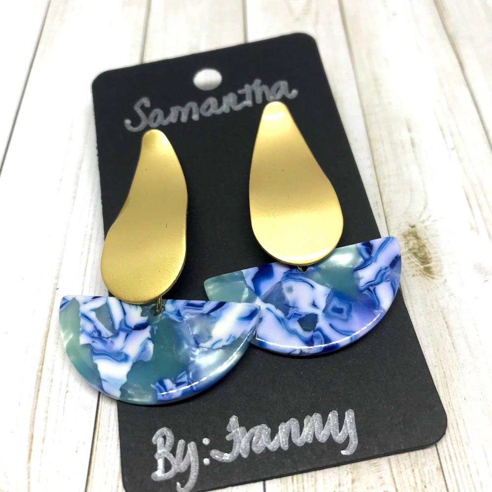 Acetate light weight post earrings. Handmade